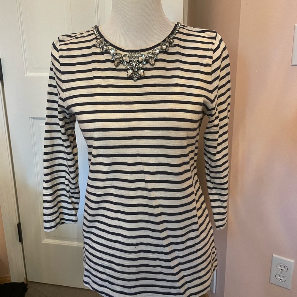 JCrew like new 3/4 sleeve embellished top